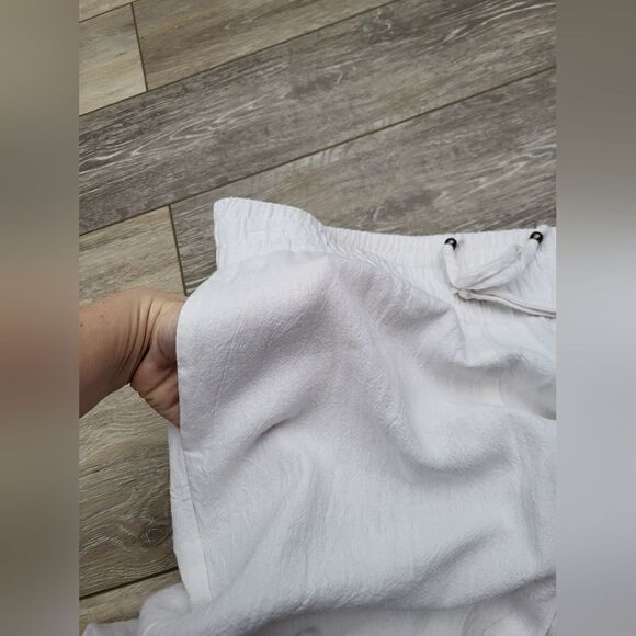 Susan Graver linen blend white pants size small high waist loose casual comfy - Picture 4 of 11